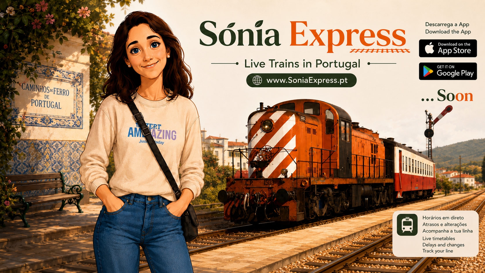 Sónia Express: Sónia e uma locomotiva portuguesa — aplicação em breve